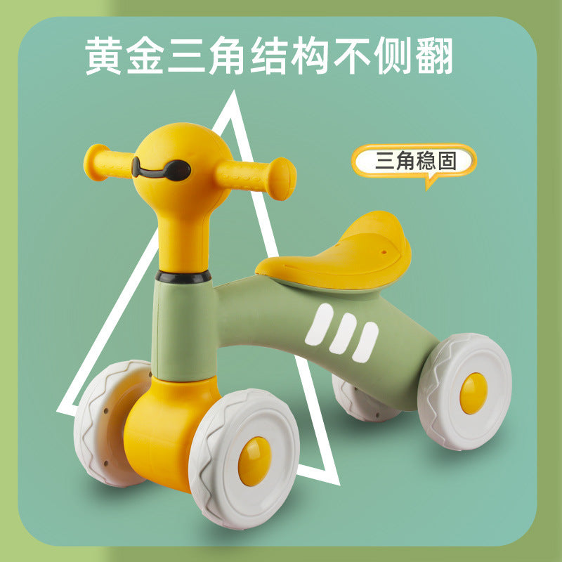 Kids' balance bike - 1-3 years old - four-wheel, footless, toddler training wheels, children's glider bike