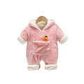 Autumn winter baby super cute k-stylefleece-lined hooded outing clothes newborn style flannel home crawling clothes
