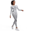 New women's long-sleeve yoga outfit - seamless, breathable, and perfect for autumn/winter skiing, running, outdoor cycling, and fitness training