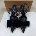 Za women's shoes 2024 autumn new collection black velvet bow-tie closed-toe stiletto heel elegant high heel sandals