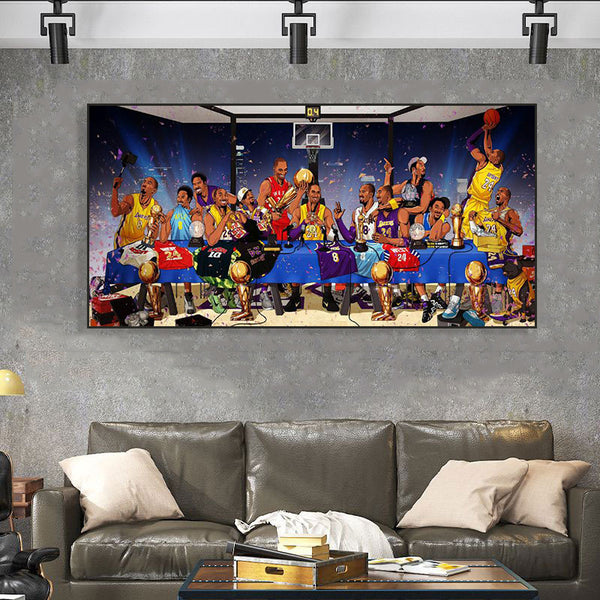 Kobe painting living room sofa wall last supper KOBE trend decoration painting basketball boy room mural