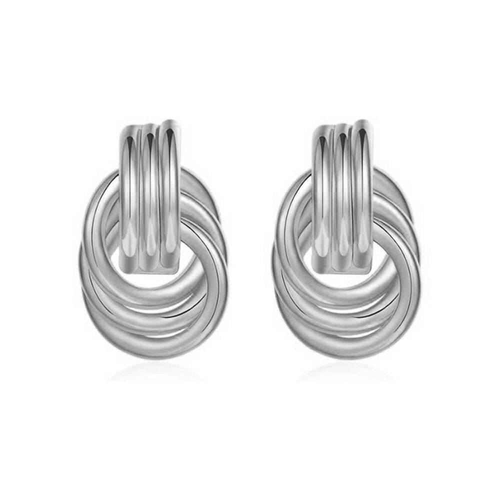 European and american cross-border amazon design new twisted knotted earrings oval hollow copper tube metal drop earrings jewelry
