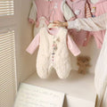 Winter baby outfit set - new girls' overalls two-piece set - autumn/winter romper - fleece-lined baby crawling suit