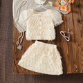 summer cross-border e-commerce 3d mesh wave patchwork top and skirt two-piece set
