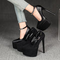 Exquisite one-word buckle t-stage catwalk style thick sole2025 summer new arrival women's shoes waterproof platform flats18cm high heels
