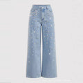 new arrivals: , tiktok, pinduoduo, cross-border e-commerce, european & american style, washed denim, beaded women's trousers