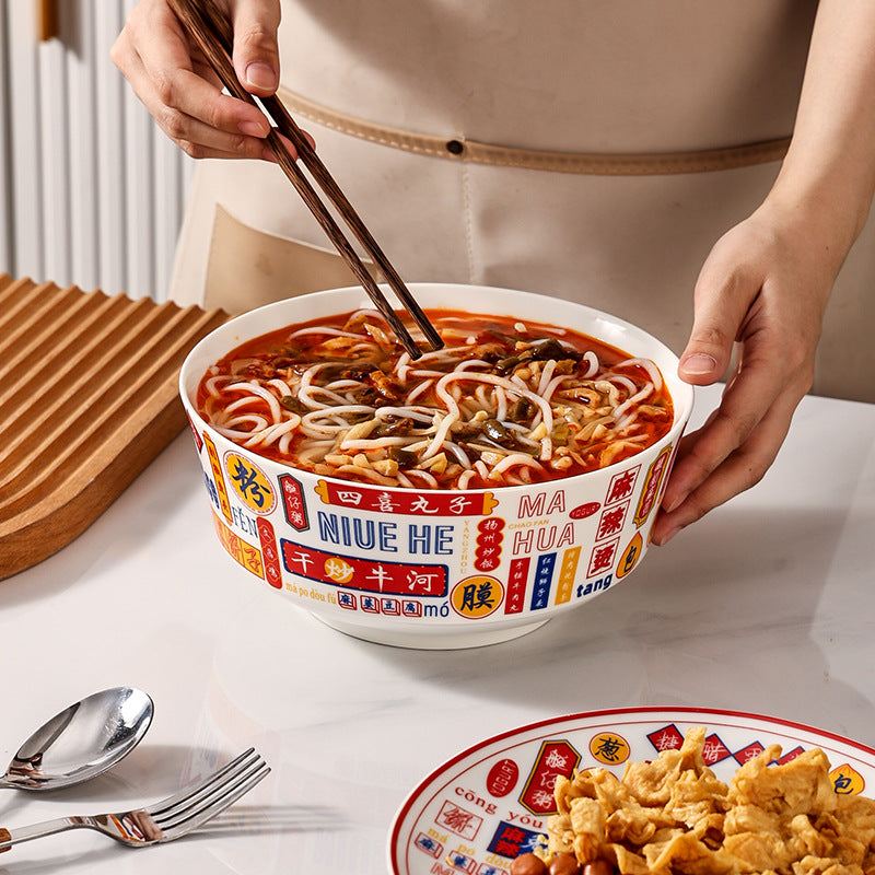 2022 chinese style new trendy popular snail noodle bowl super large capacity creative for home instant noodle bowl ceramic plate