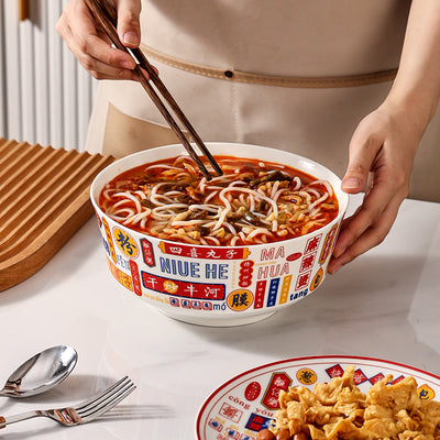 2022 chinese style new trendy popular snail noodle bowl super large capacity creative for home instant noodle bowl ceramic plate
