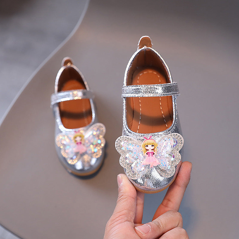 Cartoon princess shoes for girls, new spring/summer bowknot soft sole flats, little girl princess shoes, sandals, children's shoes
