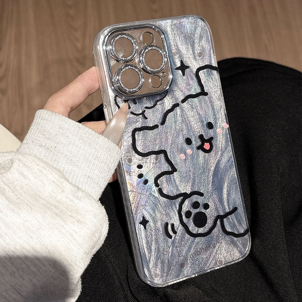 Sketch line dog design new year phone case for apple 17 pro max, cute cartoon iphone 16 protective cover, iphone 15 compatible