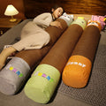 Linen mat long pillow summer cylindrical long pillow summer candy pillow bedside cushion leg pillow detachable