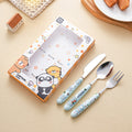 Color boxed portable spoon, cute fork for elementary school students, 304 stainless steel cutlery three-piece set, diy combinable, ready stock