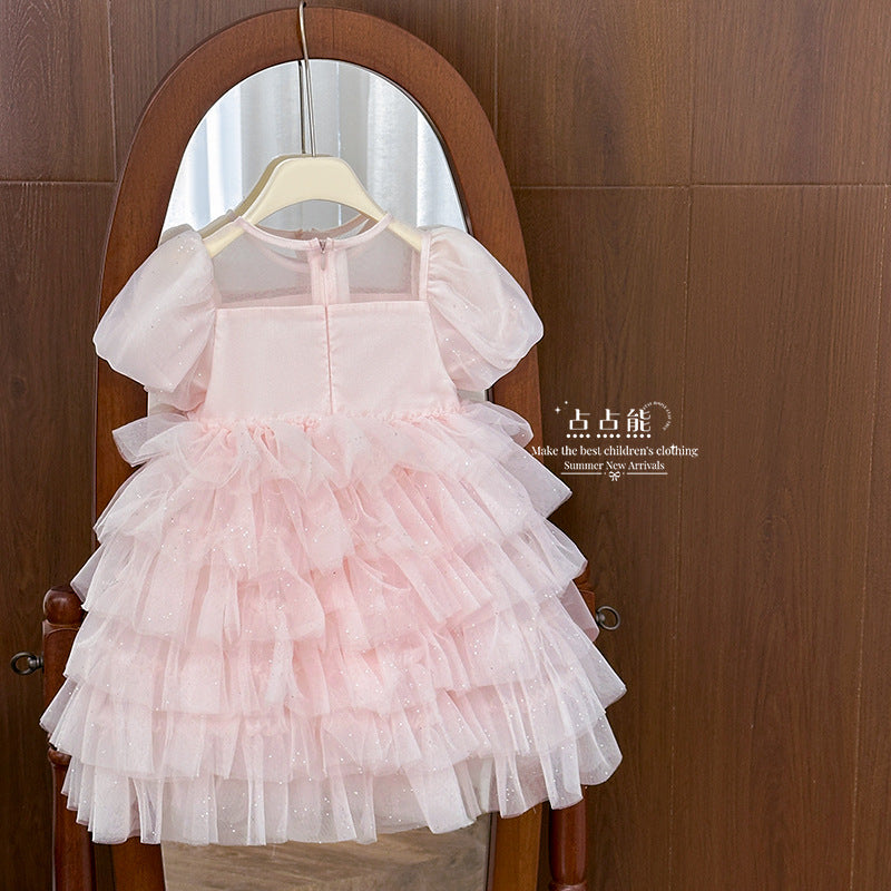 Girls' princess dress summer  new style girl's tulle dress chic baby birthday dress super fairy