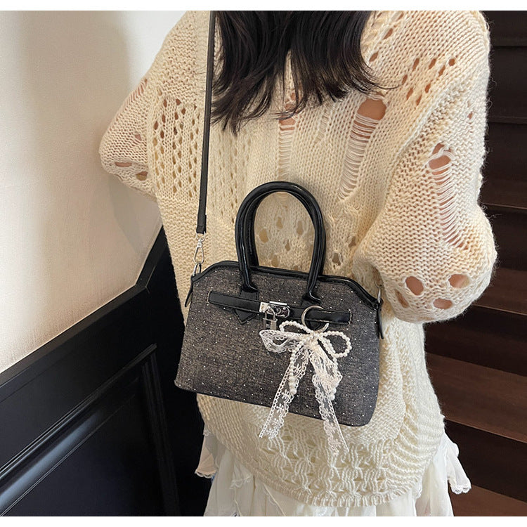 Cross-border denim bag women's summer 2025 new fashion niche messenger bag Korean version high-end platinum Kelly bag