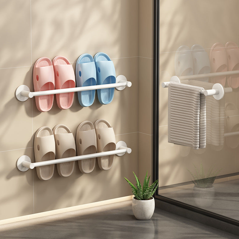 White bathroom slipper rack toilet non-punching space aluminum toilet wall-mounted drain rack shoe storage rack