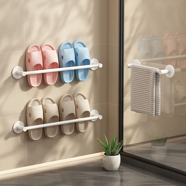White bathroom slipper rack toilet non-punching space aluminum toilet wall-mounted drain rack shoe storage rack