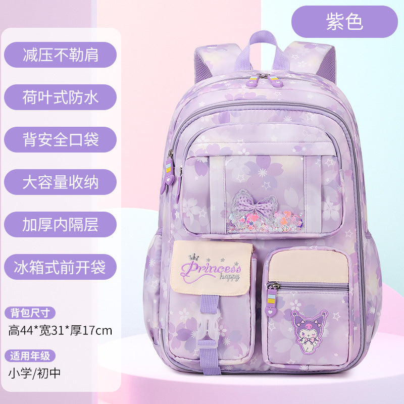 New elementary school backpack for grades 3-6 girls, ultra-lightweight, load-reducing, spine-protecting kids' backpack, middle school student backpack