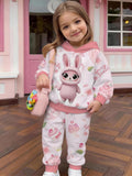 Kids' hoodie set, cross-border hot-selling cartoon animal print girls' fashion hooded sweatshirt and sweatpants set