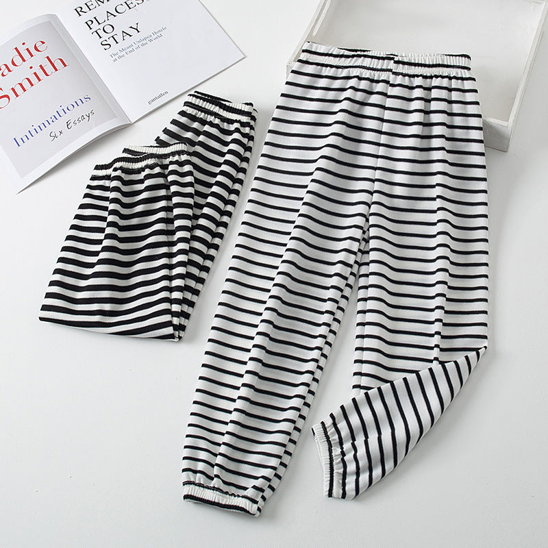 Kids cool shake new arrivalsummerstripesplaidcasual pants spring & fall mother and child drapedstripesanti-mosquito pants