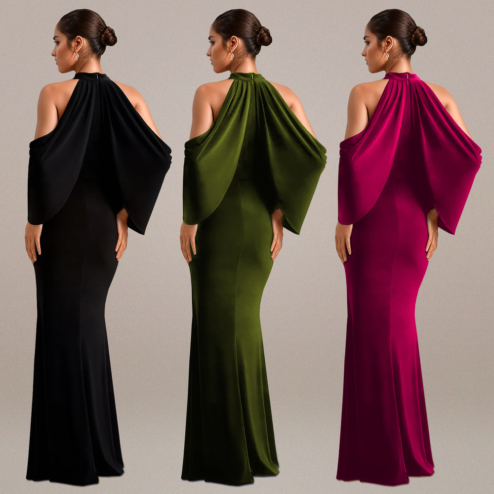 C7276 cross-border   fashionable women's bodycon elegant off-shoulder sleeveless arm-hugging dress new