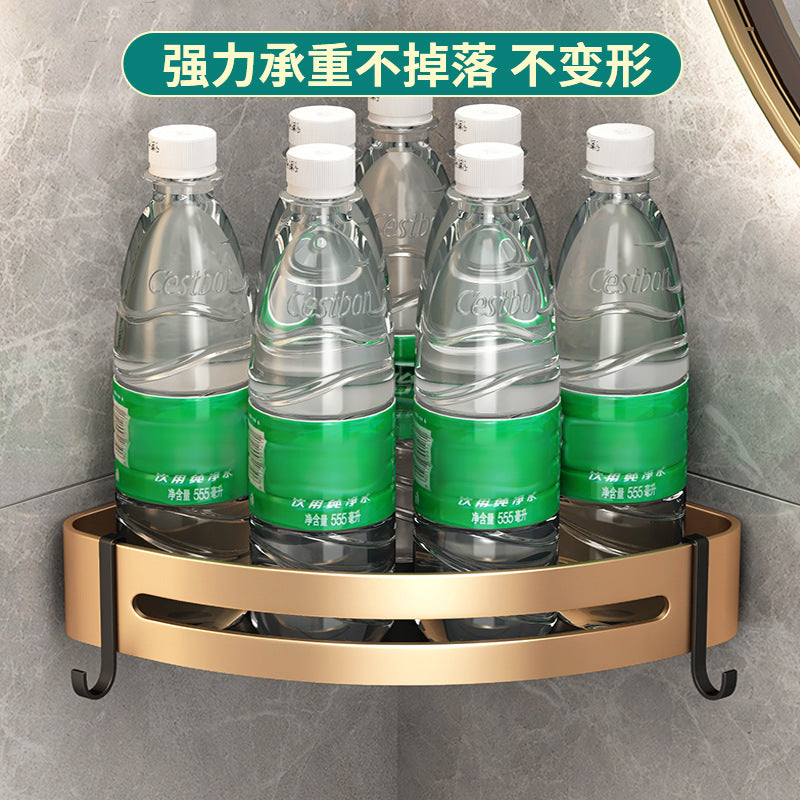 Non-punching bathroom triangular rack, bathroom space aluminum washstand, toilet corner triangular basket storage rack