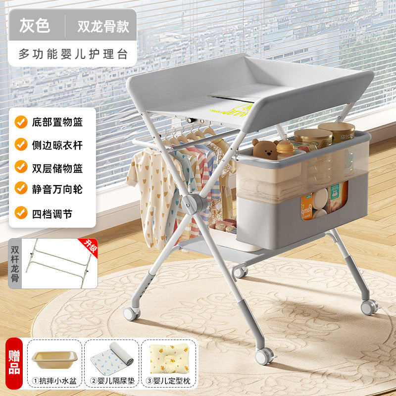 Diaper changing table - portable, multifunctional, foldable, washable baby bed for diaper changing and bathing