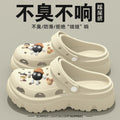 Pregnant women's high heels non-slip soft bottom crocs women's 2025new arrivaloutwearsummerpvcthick sole toe cap slippers