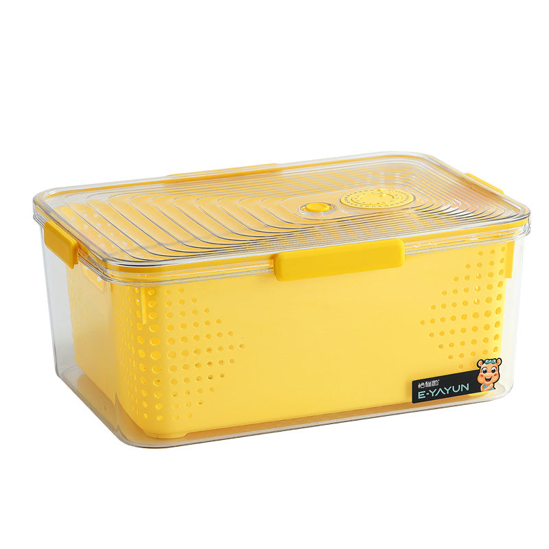 Refrigerator storage box double layer drain basket crisper pet plastic transparent thickened fruit vegetable freezer storage box
