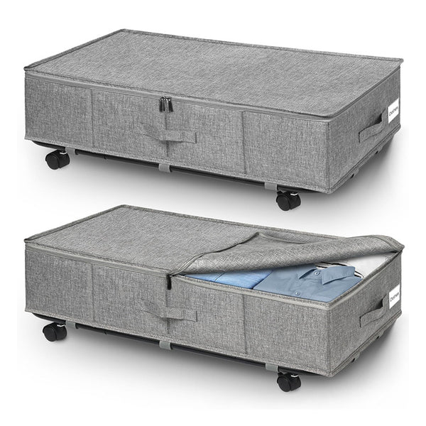 Under-bed storage rack with wheels 2 pieces for under-bed storage container with transparent cover Box for clothes and blankets