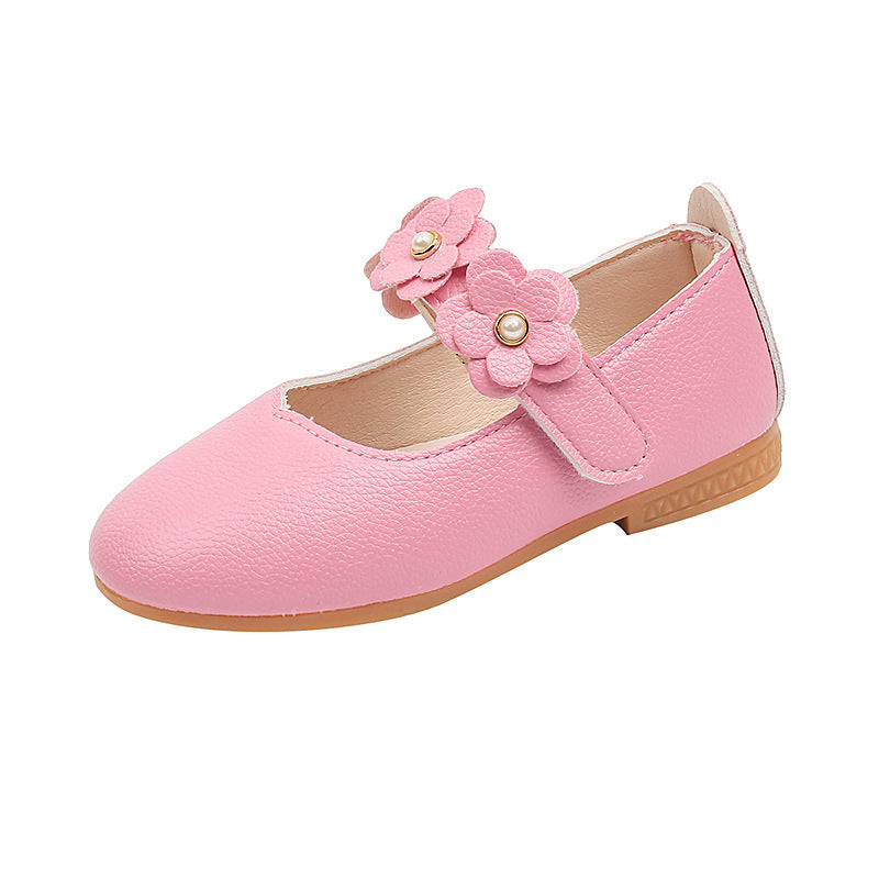 Girls' leather shoes, soft-soled british style flats for preschoolers, baby shoes, children's princess shoes, new year's performance shoes for older girls