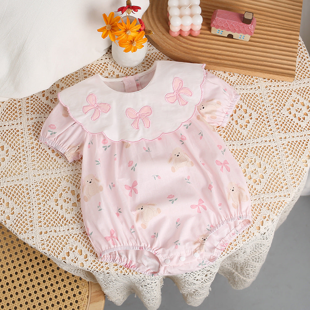 Baby short-sleeve romper - lightweight summer style, adorable outfit for little girls, super cute bodysuit, princess dress, summer clothing
