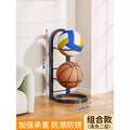 Basketball storage rack - home floor-standing foldable basketball hoop with soccer & volleyball storage - multi-tier sports ball organizer