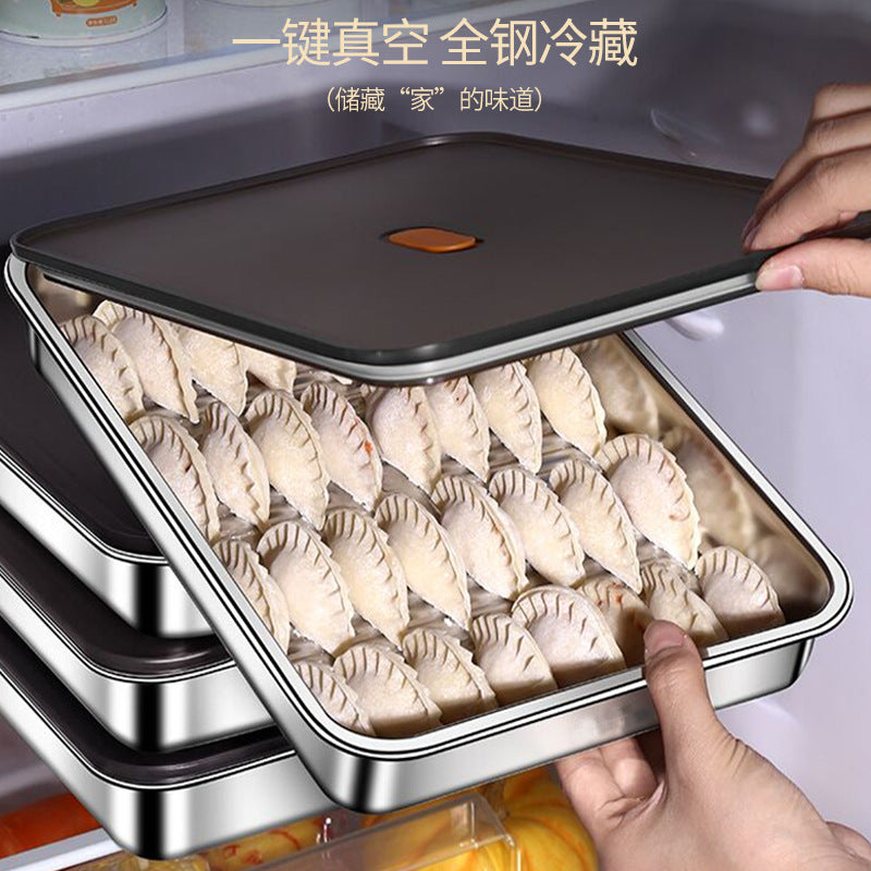 Kitchen fresh-keeping box 304 stainless steel refrigerator sealed complementary food storage food box fruit and vegetable refrigerated fresh-keeping box
