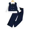 Export kids suit three-piece dark blue vest long sleevesshirt trousers british style girlsuit