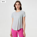 Summernew arrivalfashioncasual quick-drying short-sleeved t-shirt women's loose breathable running fitness yoga topsd25039