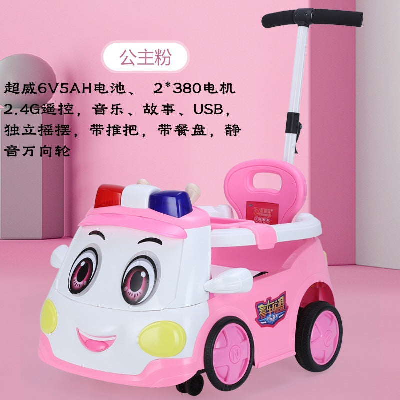 Police Car Alliance Genuine remote control electric vehicle anti-rollover boys and girls can sit and push four-wheeled electric toy car