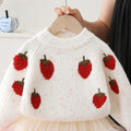 Girls' sweater set : stylish spring/autumn strawberry knit two-piece outfit with tutu skirt
