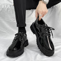 Glossy leather shoes for men, formal business british derby shoes, autum big toe casualtrendy shoes, new arrivalthick sole