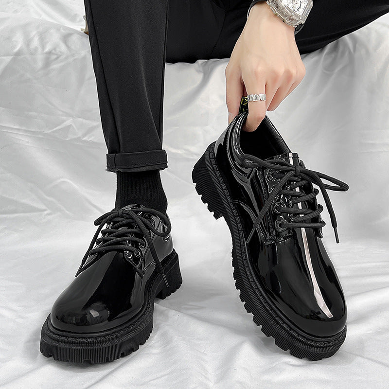 Spring men's shoes classybootsmen british new arrival hong kong style formal business wedding groom heightening black leather shoes