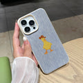 Striped little yellow duck phone case for iphone 17 pro, apple 16, full coverage drop-proof protective case, wholesale anti-slip