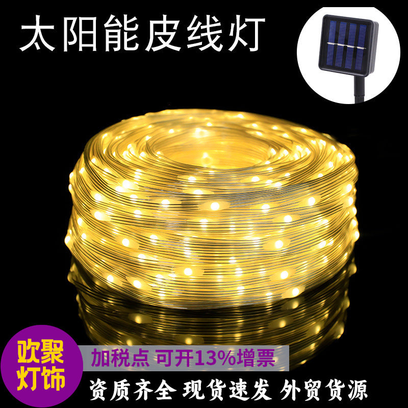 LED solar leather wire light, outdoor waterproof copper wire light winding tree lighting project courtyard decorative light string