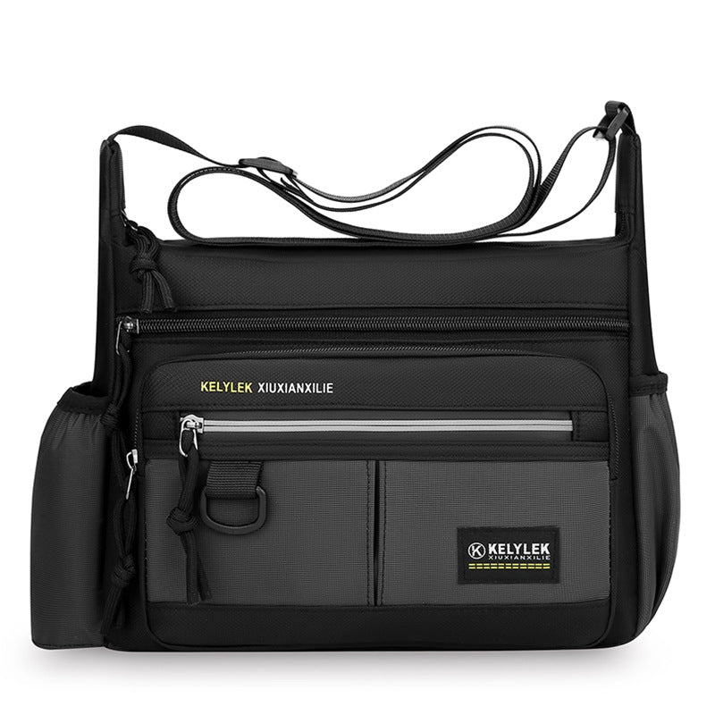 New Men's Casual Shoulder Bag Large Capacity Multifunctional Water Cup Storage Crossbody Bag Fashion Commuter Business Men's Bag