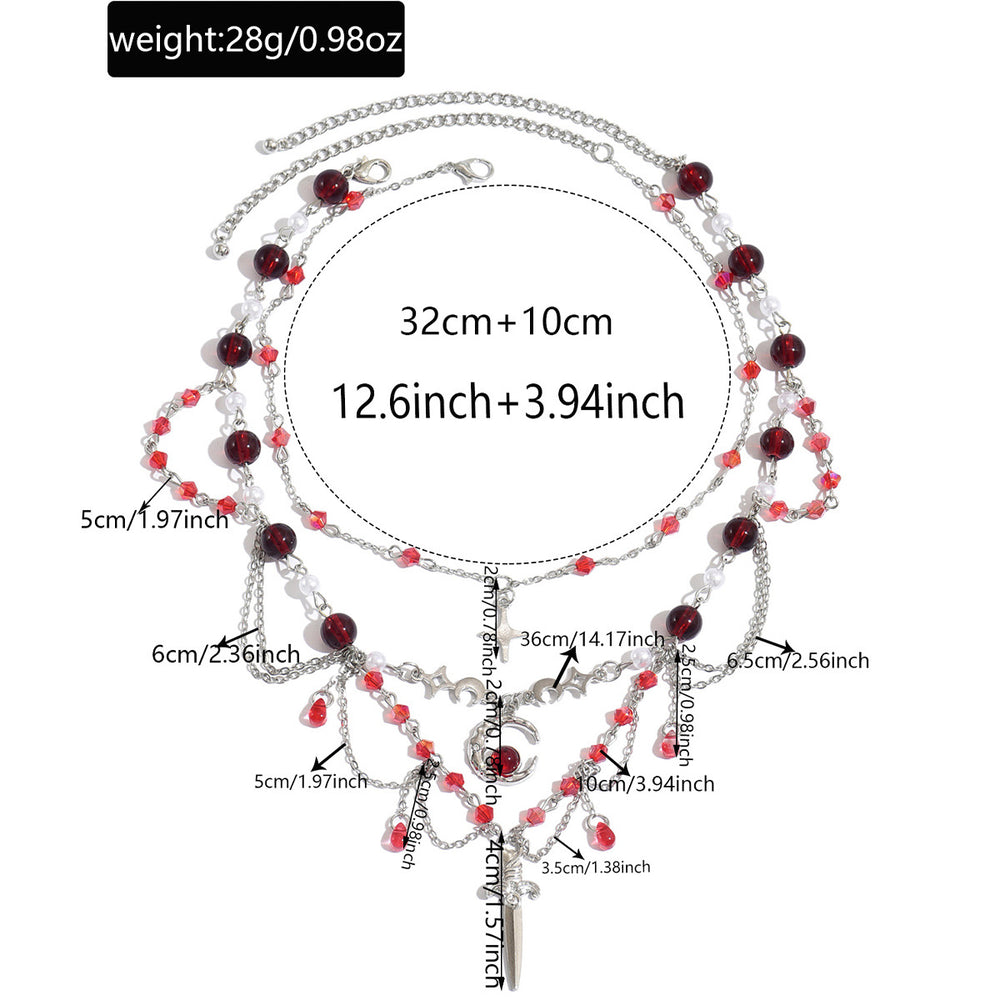 Gothic necklace wholesale: european and american retro multi-layer tassel light luxury niche high-end irregular moon pendant necklace for women