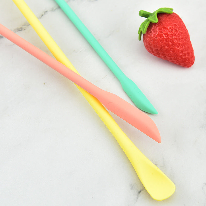 Double Head Mini Silicone Small Tip Scraper Spoon Set Extended Cosmetic Bottle Wall Scraper Fruit Sauce Scraper Small Spoon Scraper