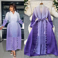 Fashion style loose strap mid-length miya pleated outwear women's fashionable gradient color fungus edge pleated dress