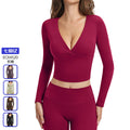 brushed tight yoga long sleeves high intensity fitness tops pilates running sports long sleeves tops4520