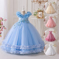 Export ready-made girl dress longembroidered mesh girl princess dress flower girl wedding dress classykids skirt