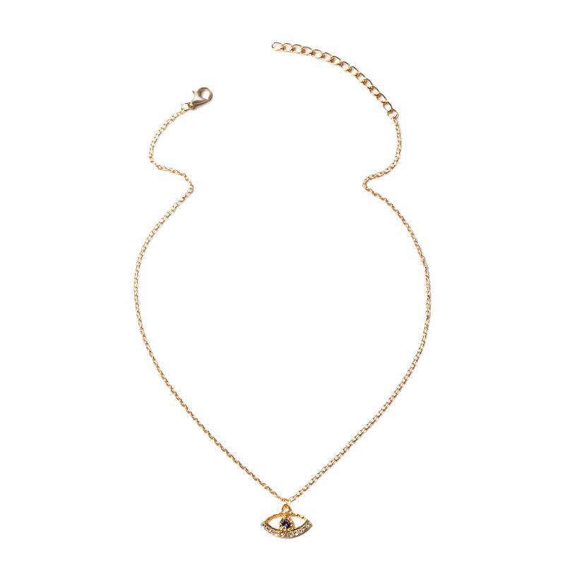 Wholesale devil's eye necklace - cross-border diamond-studded jewelry, unique high-end pendant, women's long autumn/winter sweater necklace