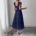 fashion  summer new arrival flying sleeve ruched ruffles vacation elegant mesh dress