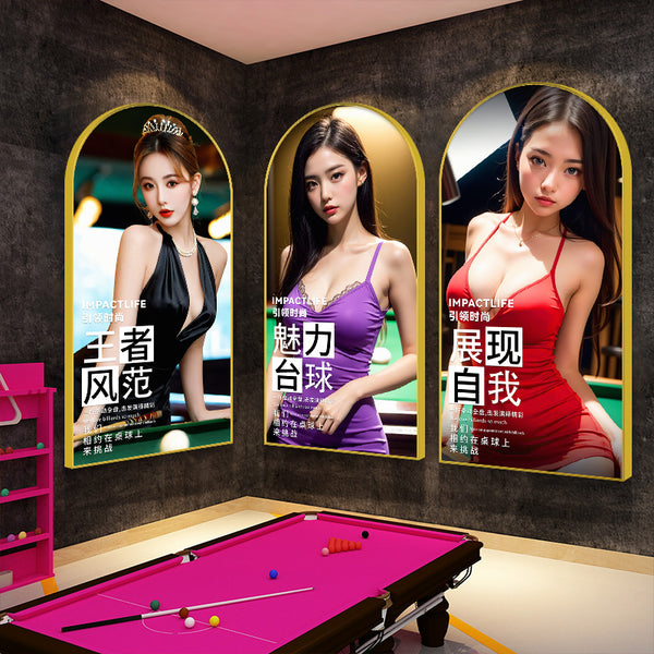 Sexy beautiful woman teaching assistant billiard room wall decoration billiards baby hanging pictures chess room snooker club mural
